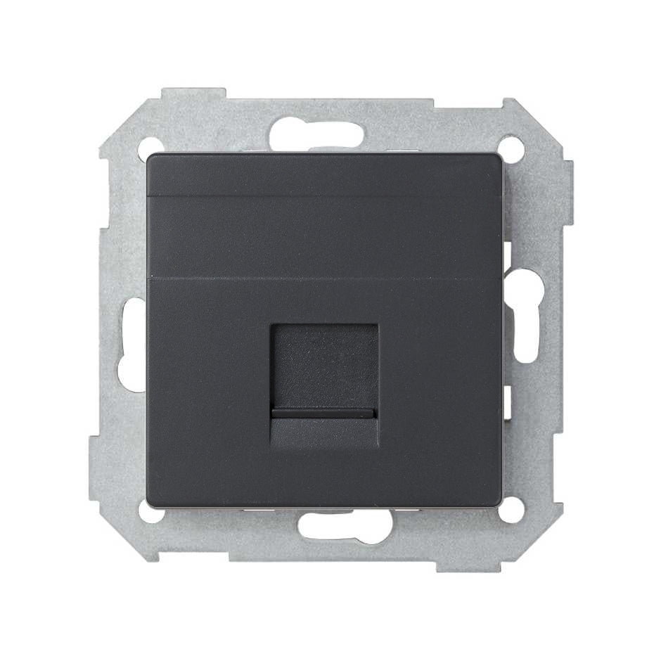Placa de voz y datos plana con guardapolvo para 1 conector RJ45 AMP® Simon 82