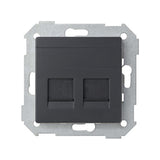 Placa de voz y datos plana con guardapolvo para 2 conectores RJ45 AMP® blanco Simon 82
