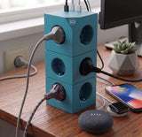 Cubo enchufe múltiple para escritorio, cocina y zonas de trabajo sin cable, alta resistencia (3680W), 3 enchufes, 3 puertos (2x USB-C, 1x USB-A)