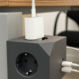 Cubo enchufe múltiple para escritorio, cocina y zonas de trabajo, alta resistencia (3680W), cable 1,5 m, 3 enchufes, 3 puertos (2x USB-C, 1x USB-A)