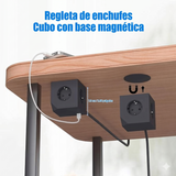Cubo enchufe múltiple para escritorio, cocina y zonas de trabajo, alta resistencia (3680W), cable 1,5 m, 3 enchufes, 3 puertos (2x USB-C, 1x USB-A)