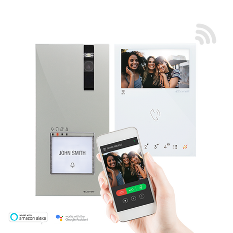 Kit Videoportero COMELIT para 1 vivienda | placa QUADRA, monitor MINI de 4,3" manos libres y Wi-Fi | SIMPLEBUS 2 - 8451V