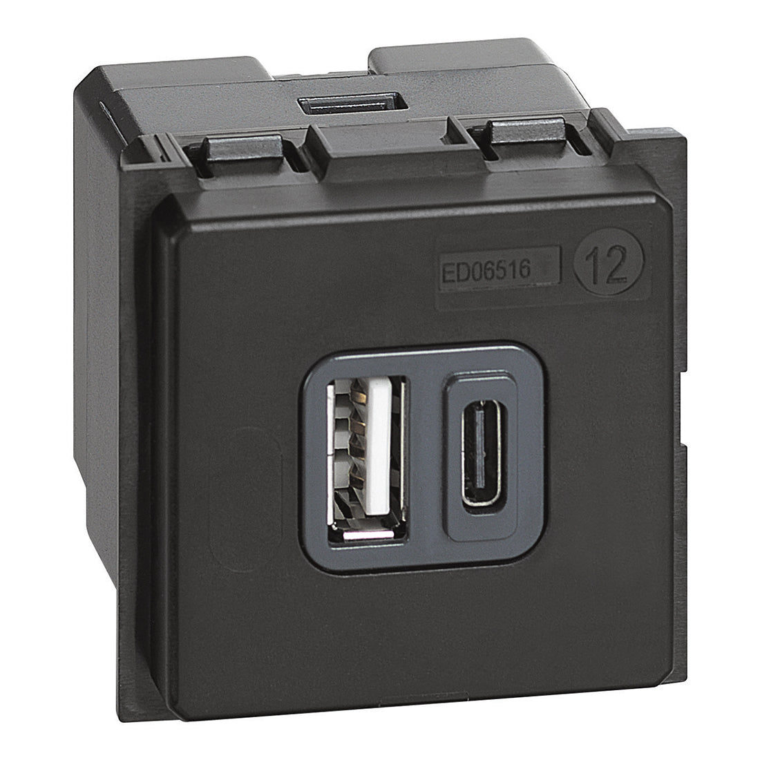 Base cargador doble USB - Tipo A+C - 2 módulos