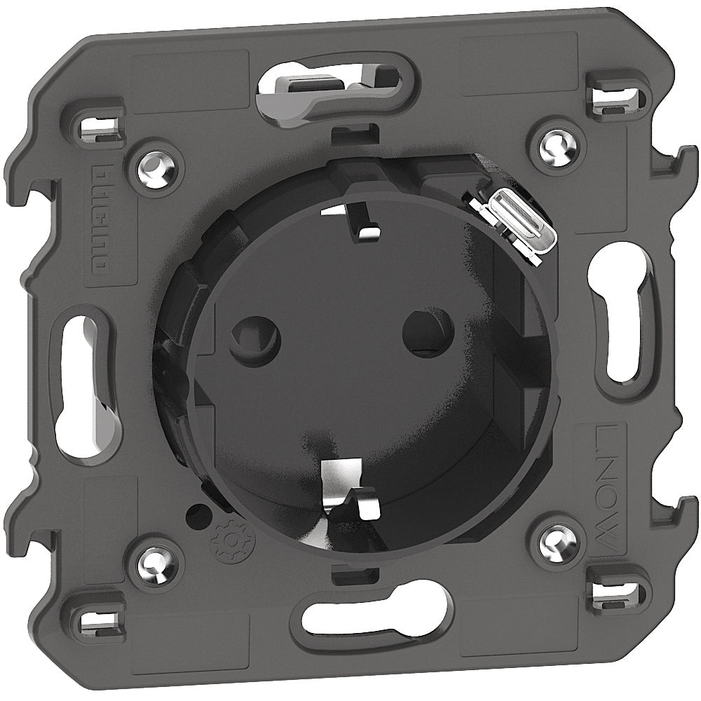 Base 2P+T+USB - cargador USB Tipo C integrado - Dark - 2 módulos