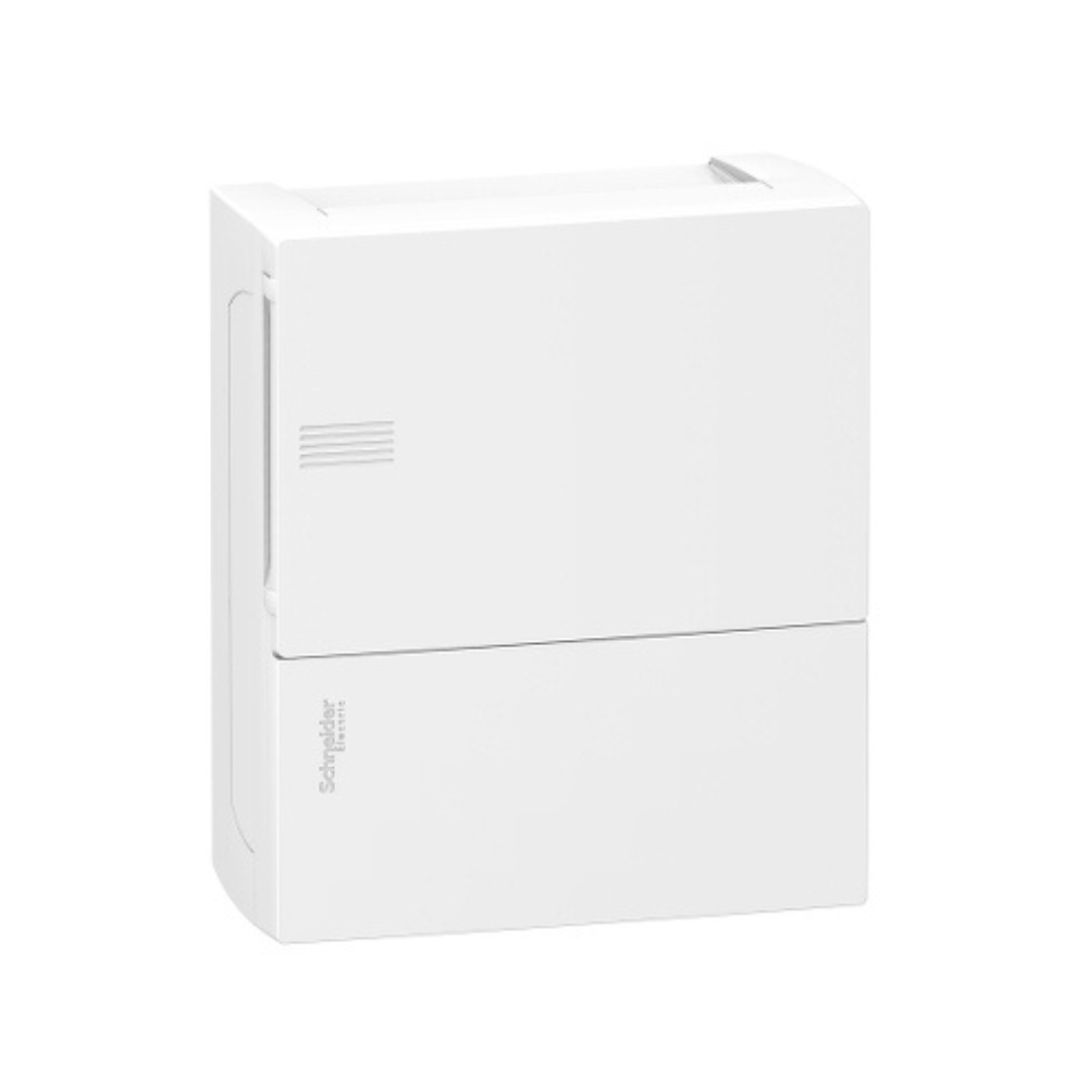 Caja de distribución Superficie Resi9 MP 1 fila de 8 módulos Puerta blanca