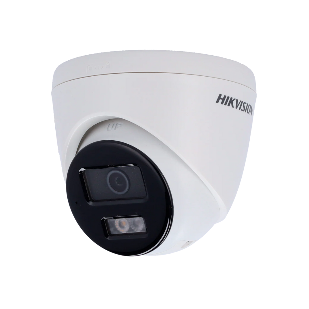 Cámara Turret IP – 2 MP y Lente 2.8 mm • Luz híbrida 30 m Micrófono y altavoz integrados