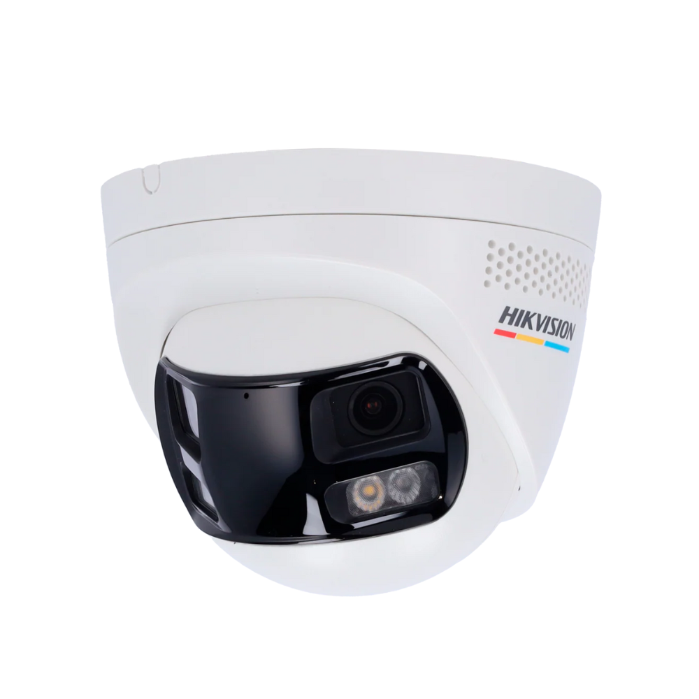 Cámara Turret IP Panorámica – 6 MP y Lente 2.8 mm • Luz híbrida 30 m Micrófono integrado