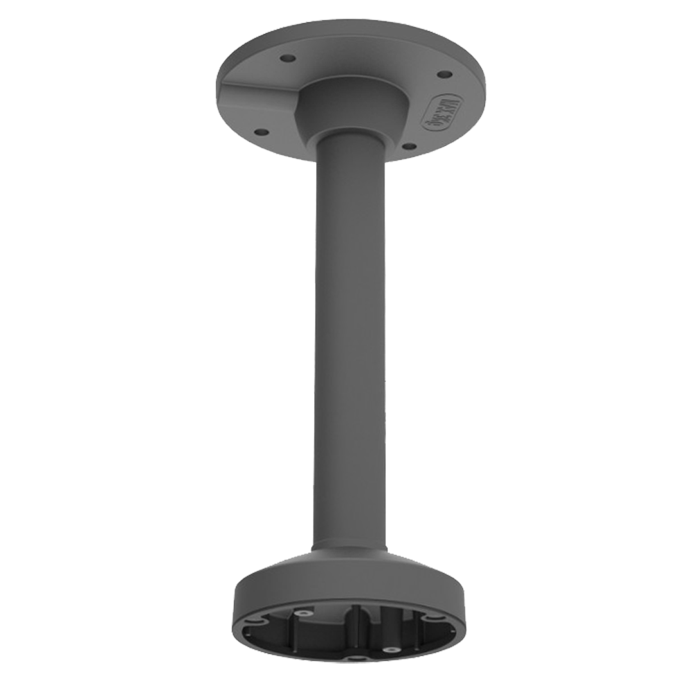 Soporte techo - Altura 573 mm  apto para uso en exterior, Color negro, fabricado en aluminio con asador de cables