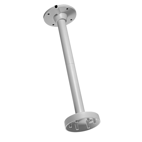 Soporte techo - Altura 565 mm apto para uso en exterior, Color blanco, fabricado en aluminio con pasador de cables