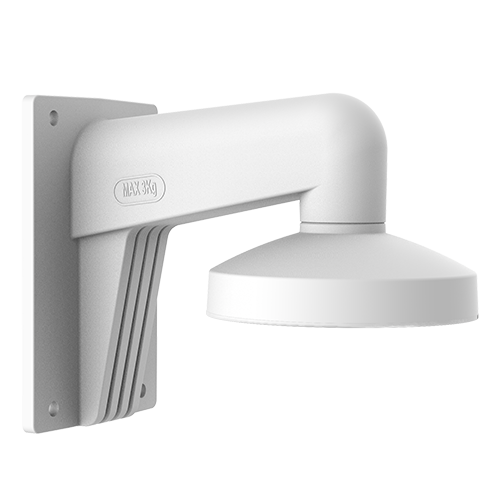 Soporte de pared para domo. Apto para uso en exterior, color blanco con pasador de cables