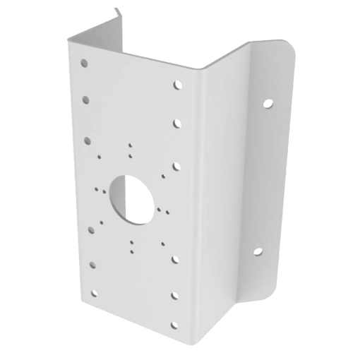 Soporte para esquina para uso en interior/exterior. Acero inoxidable con capa protectora. Pasador de cables color blanco