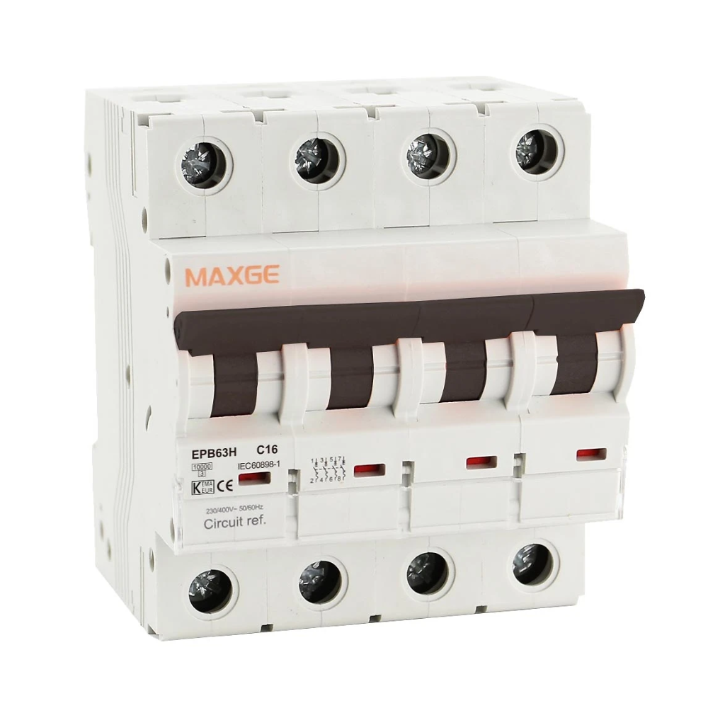 Interruptor magnetotermico 4 polos, corte a 10kA - Curva  C, Maxge serie EPB63H