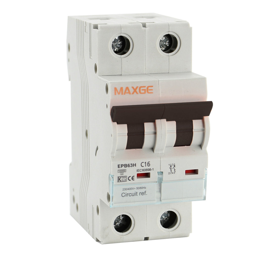 Interruptor magnetotermico 2 polos, corte a 10kA - Curva  C, Maxge serie EPB63H