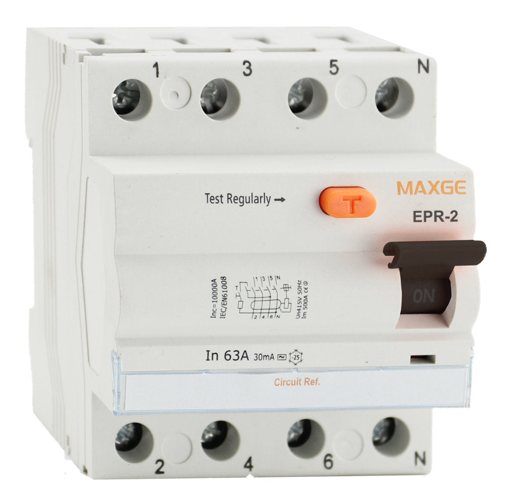 Interruptor diferencial 4 polos, 25A/30mA poder de corte: 10kA - Clase A superinmunizado, Maxge