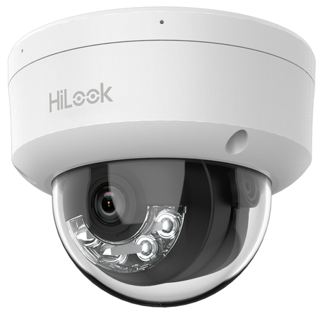 Cámara tipo Domo IP - Resolución: 4 MP, lente de 2.8 mm - Gran Angular | Micrófono integrado, Hikvision gama Hilook