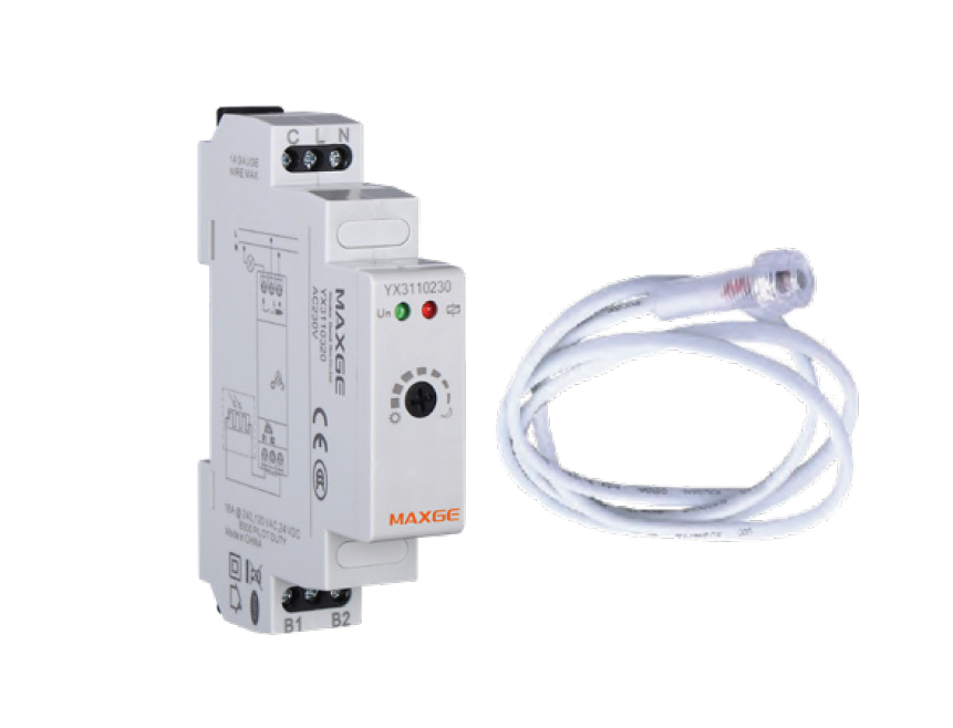 Interruptor crepuscular 1 NAC, 16A - 230VAC. Con sondaMaxge