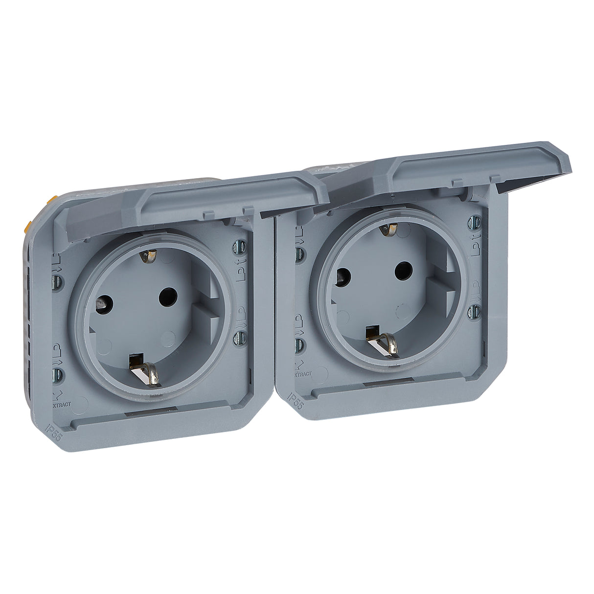 Base de corriente precableada Plexo modular H IP55 -2x2P-borne auto-Gris