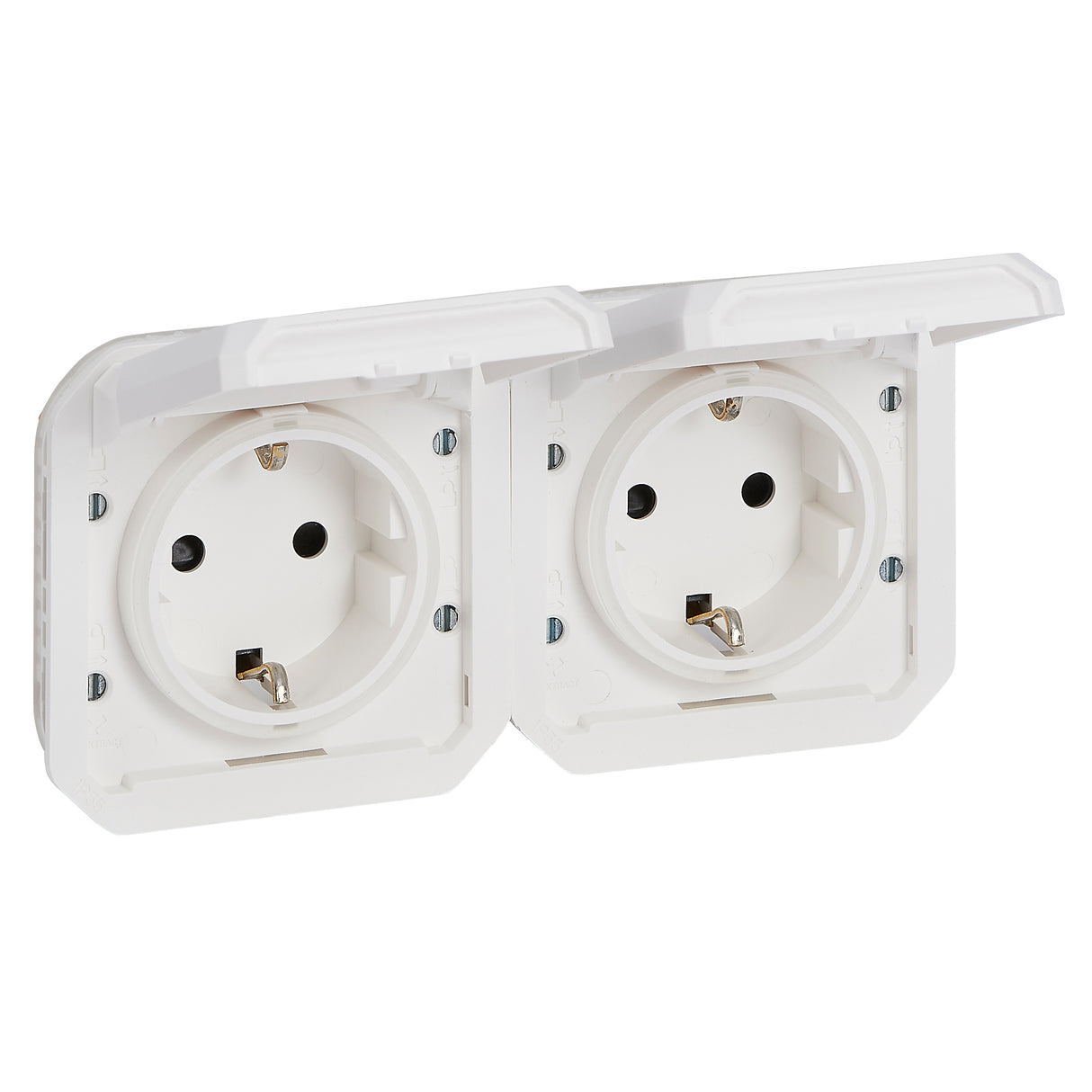 Base de corriente precableada Plexo modular H IP55 -2x2P-borne auto-Blanco