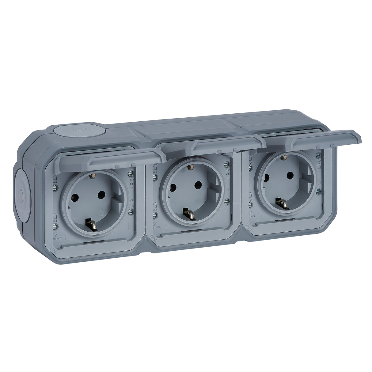 Base de corriente Plexo monobloc superficie H IP55 -16A-3x2P+T-borne auto-Gris