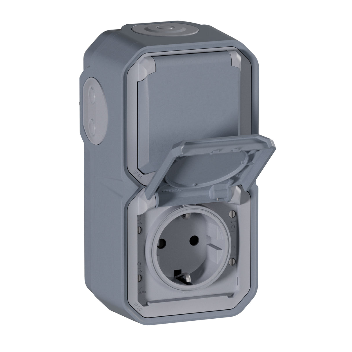 Base de corriente Plexo monobloc superficieV IP55 -16A-2x2P+T-borne auto-Gris