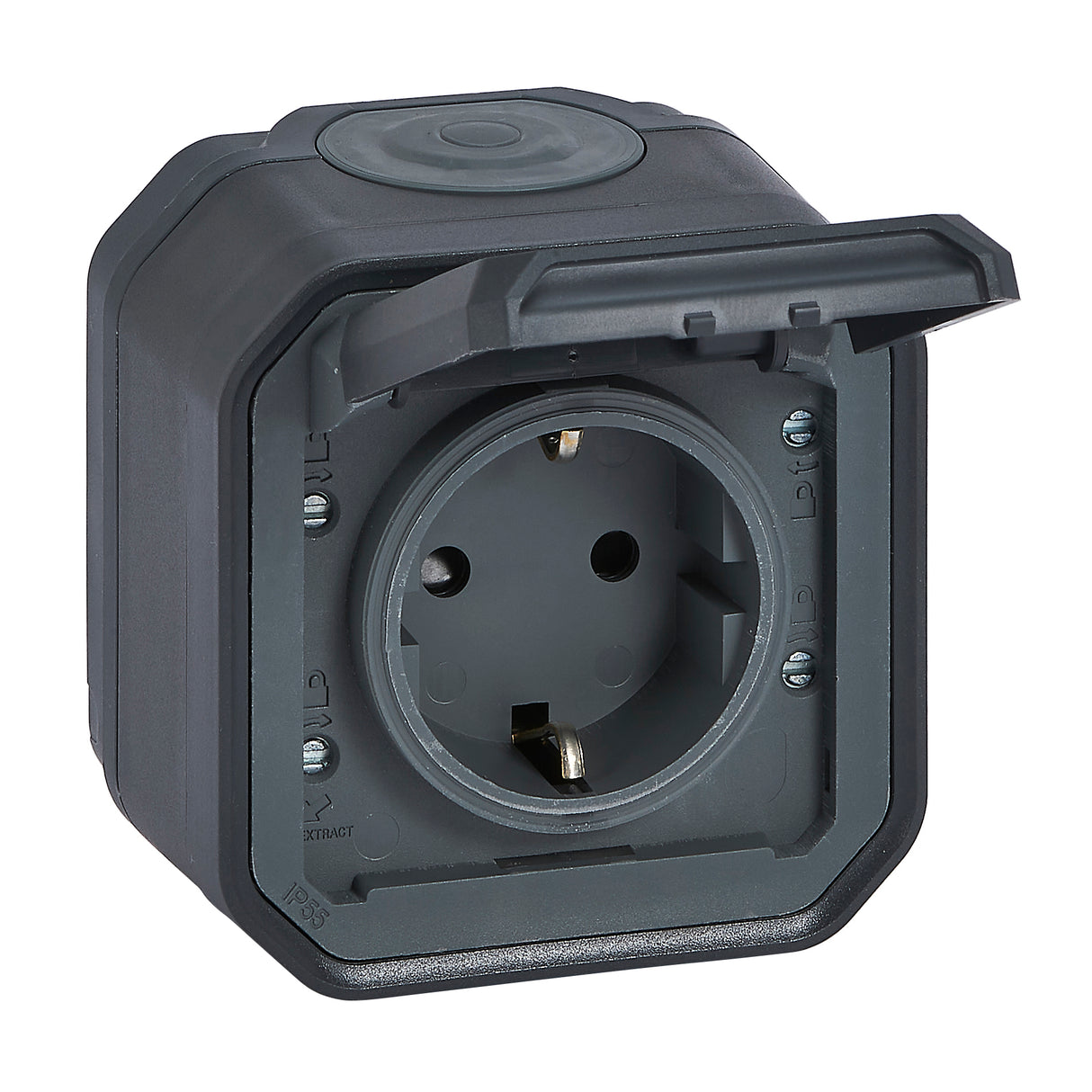 Base de corriente Plexo monobloc superficie IP55 -16A-2P+T-borne torn-Antracita
