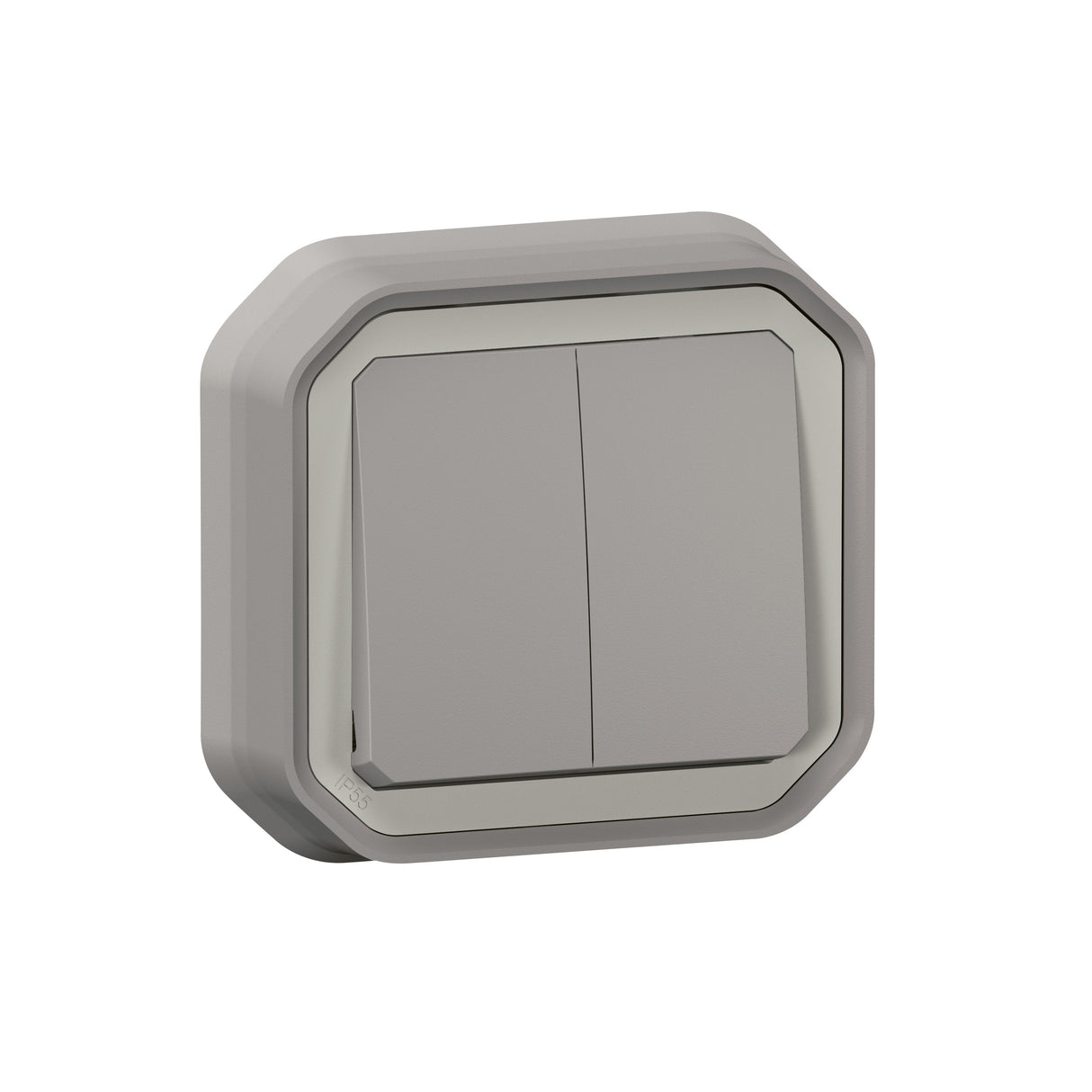Conmutador doble Plexo monobloc empotrar - 10AX - Gris