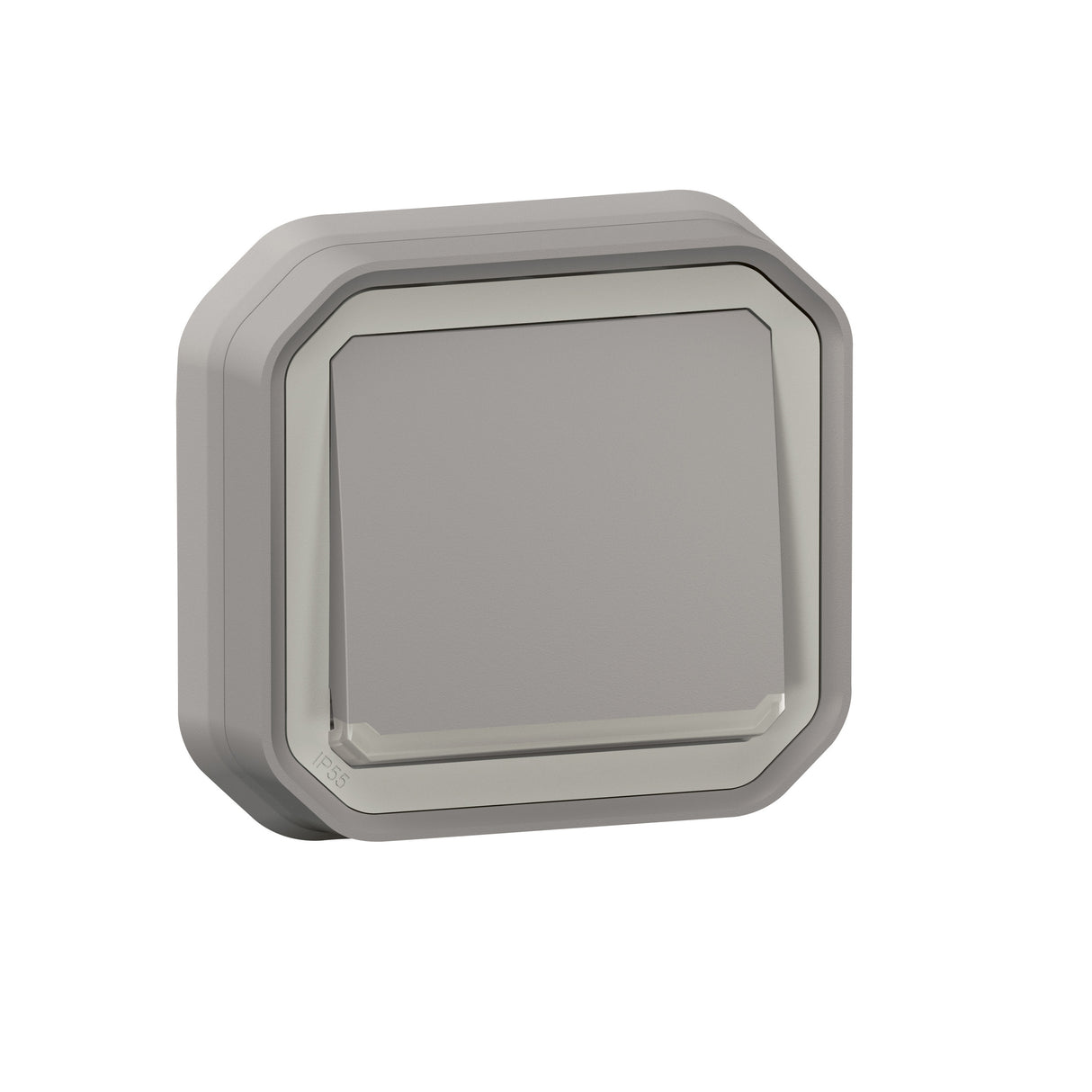 Pulsador luminoso NA Plexo monobloc empotrar - 10A - Gris