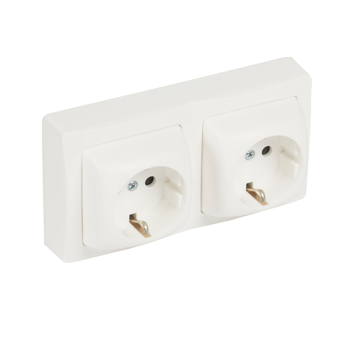 Base 2x2P+T obturador de protección - Oteo - monobloc - Blanco