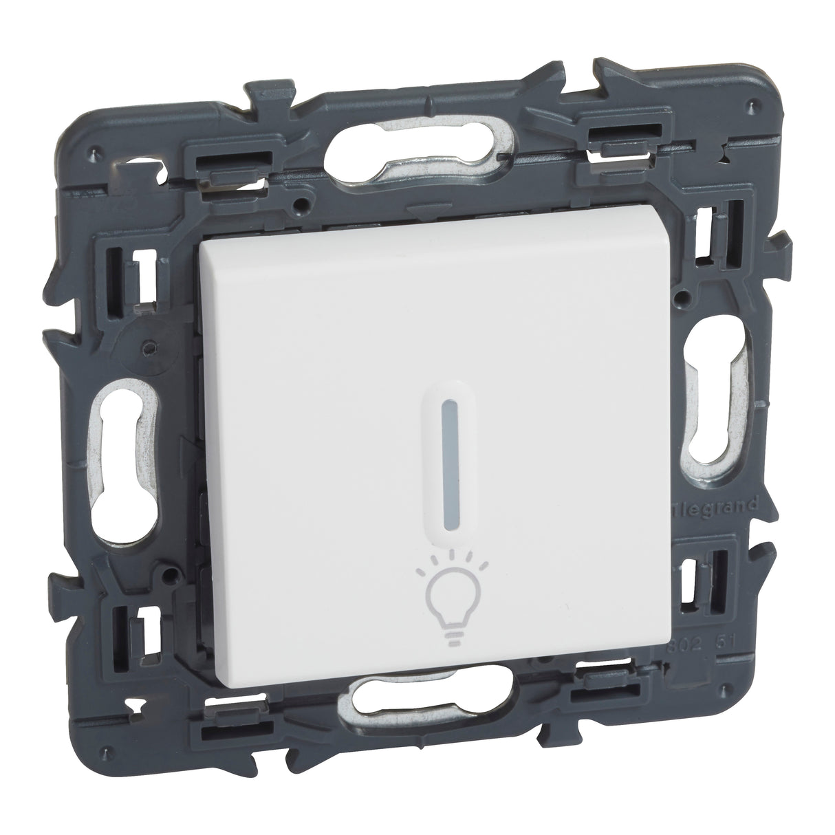 Pulsador - luminoso con símbolo de lámpara - 6A - 230V~ - Blanco
