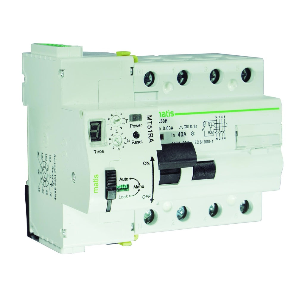 Reconectador programable diferencial 2 polos, 40A/30mA poder de corte: 10kA alta inmunidad - 230V aux, Maxge