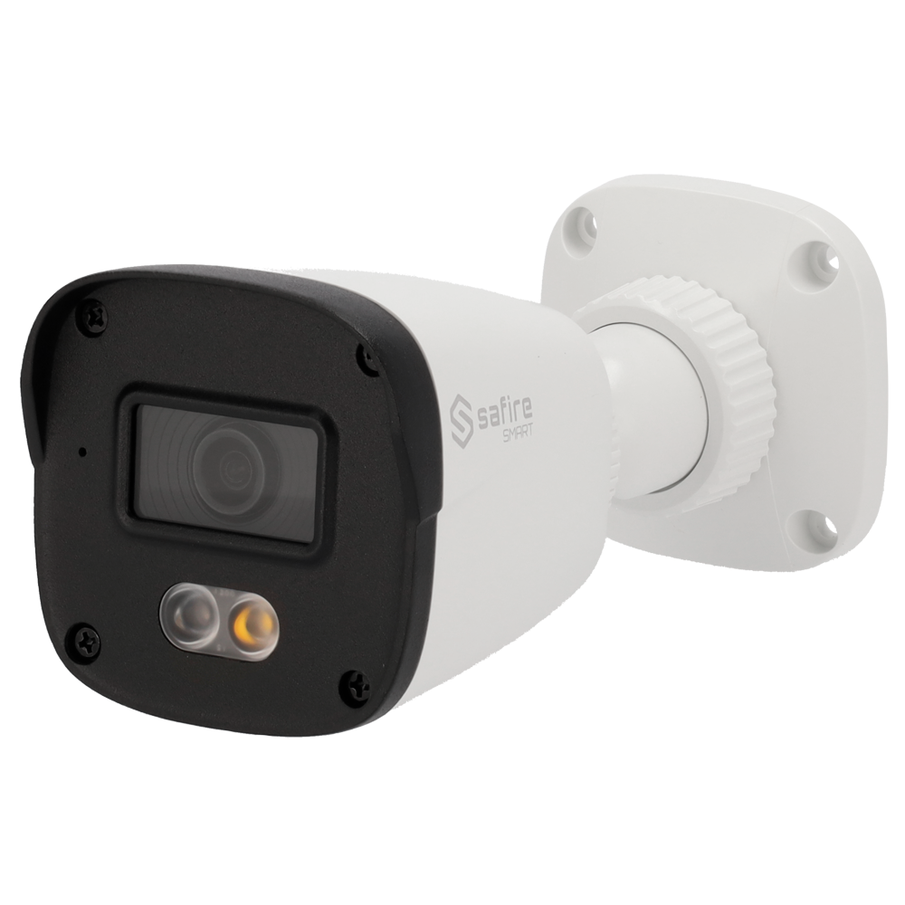Cámara tipo Bullet IP - Resolución: 4 MP, lente de 2.8 mm - Gran Angular | Detección de movimiento, Safire Smart