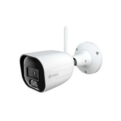 Cámara tipo Bullet con Wi-Fi - Resolución: 5 MP, lente de 2.8 mm - Gran Angular | Entrada de audio, Safire Smart