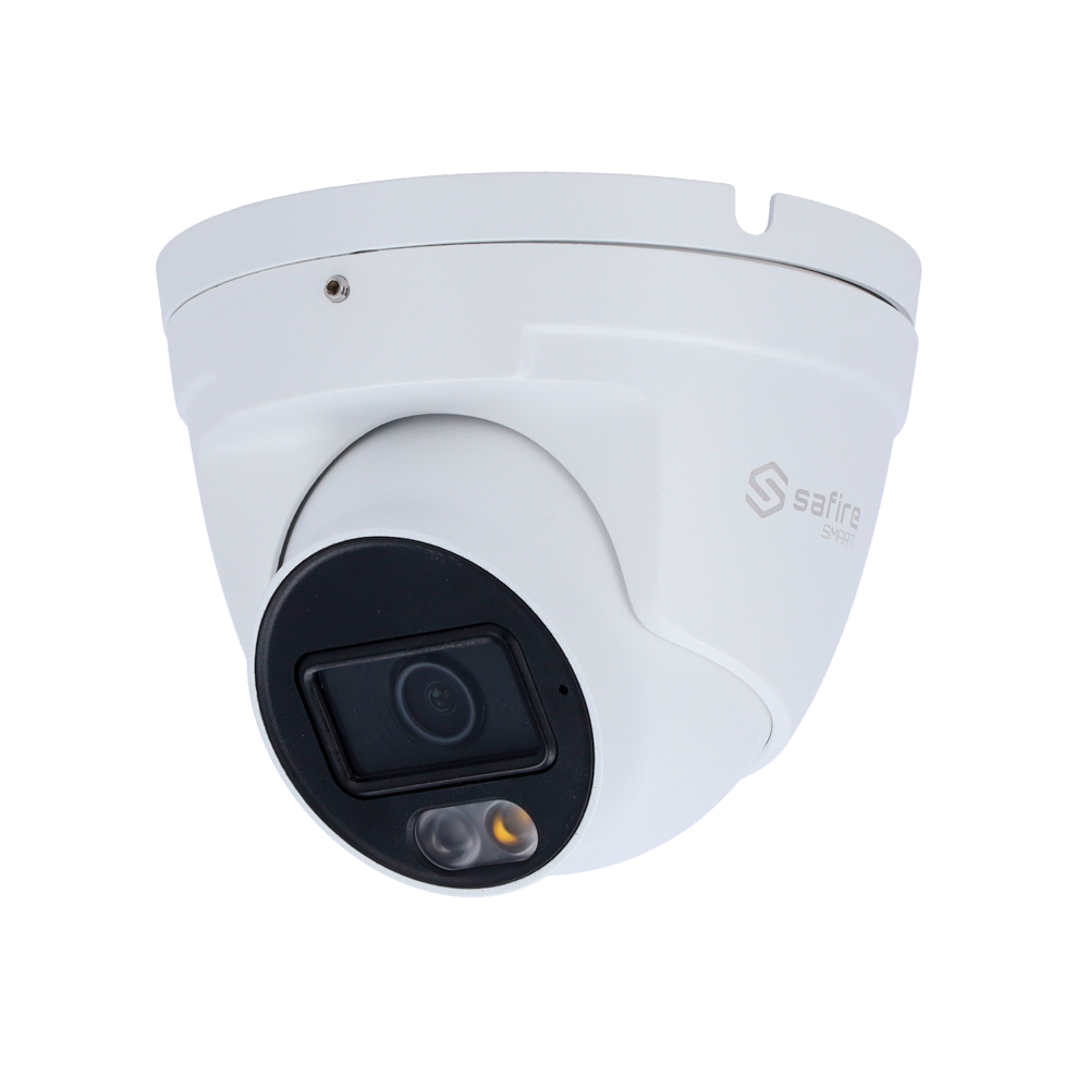 Cámara tipo Turret IP - Resolución: 8 MP, lente de 2.8 mm - Gran Angular | Micrófono integrado, Safire Smart