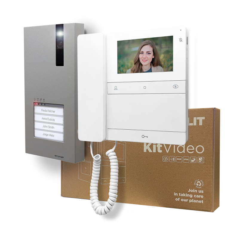 Kit Videoportero COMELIT para 1 vivienda | placa QUADRA, monitor CRONOS de 4,3" | SIMPLEBUS 2 - CR7461M