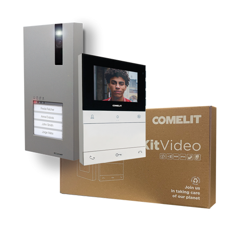 Kit Videoportero COMELIT para 1 vivienda | placa QUADRA, monitor CRONOS de 4,3" manos libres | SIMPLEBUS 2 - CR7461V