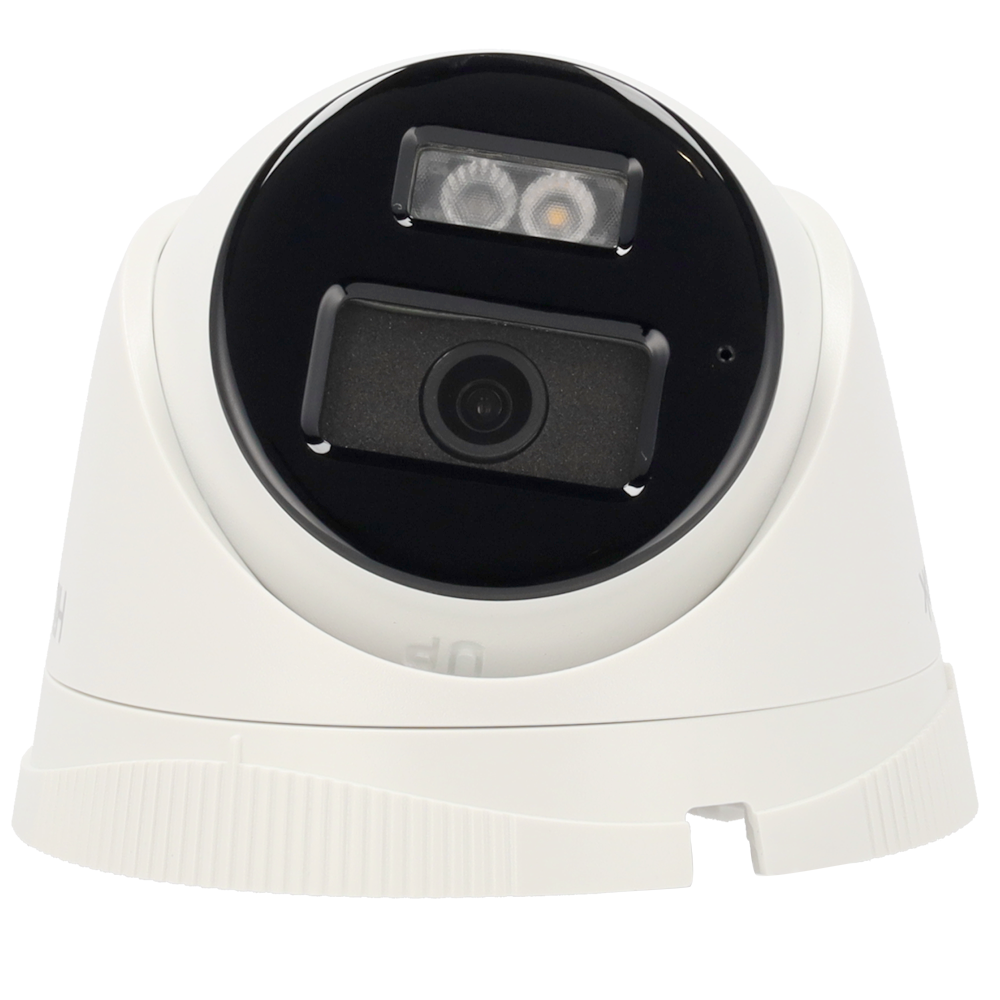 Cámara tipo Turret IP - Resolución: 4 MP, lente de 2.8 mm - Gran Angular | Micrófono integrado, Hikvision gama Hilook