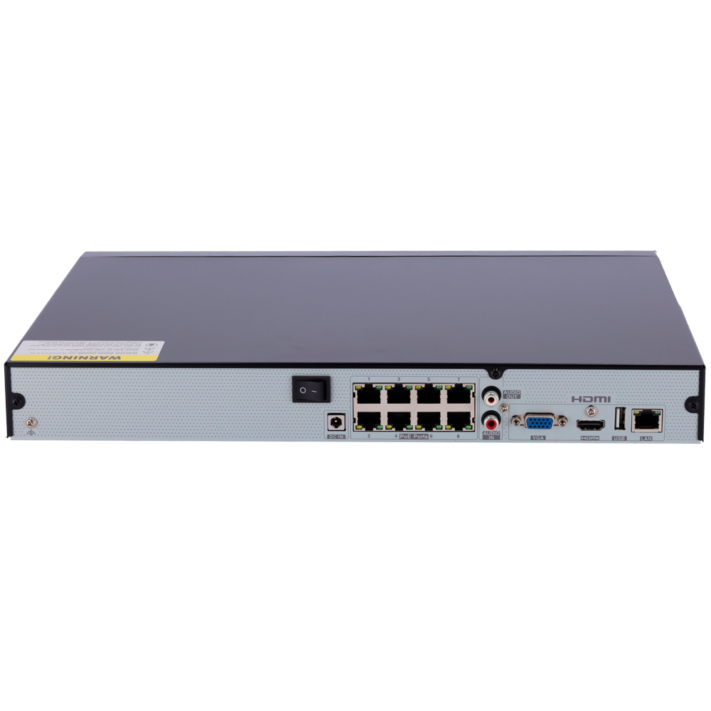 Grabador NVR IP de 8 canales + 8 puertos PoE 80W- Resolución hasta 8 Mpx | Ancho de banda 80Mbps, Safire Smart
