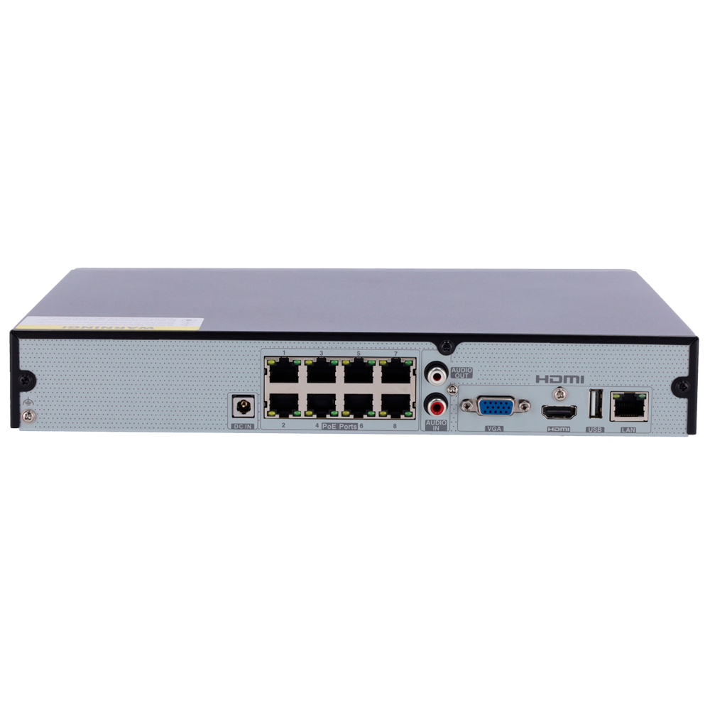 Grabador NVR de 8 canales IP + 8 puertos PoE - Resolución hasta 8 Mpx | Ancho de banda 80Mbps, Safire Smart