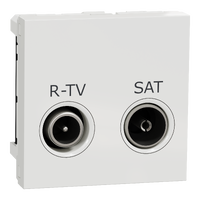 Toma R-TV/SAT derivación única de 2 módulos, Schneider serie New Unica