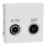 Toma R-TV/SAT derivación única de 2 módulos, Schneider serie New Unica
