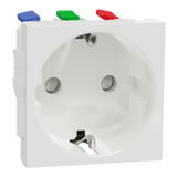 Enchufe Schuko de 2 módulos, 16A, Schneider serie New Unica, embordamiento automático