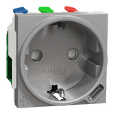 Enchufe Schuko con puerto USB tipo C, 10.5 W de 2 módulos, 10A,  Schneider serie New Unica, embordamiento automático