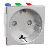 Enchufe Schuko de 2 módulos, 16A, Schneider serie New Unica, embordamiento automático